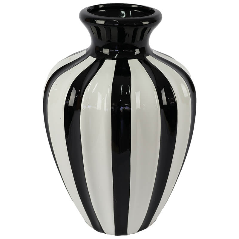 Black and white striped jar set
