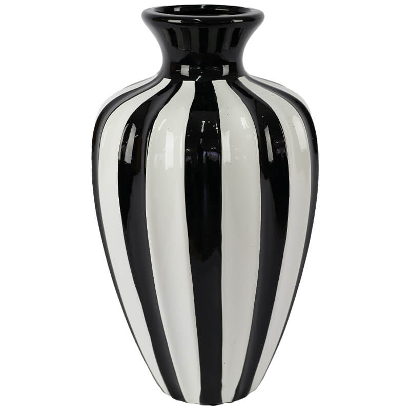 Black and white striped jar set