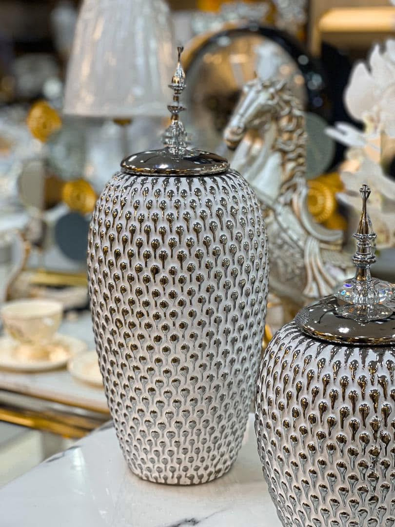 Teardrop silver jar set