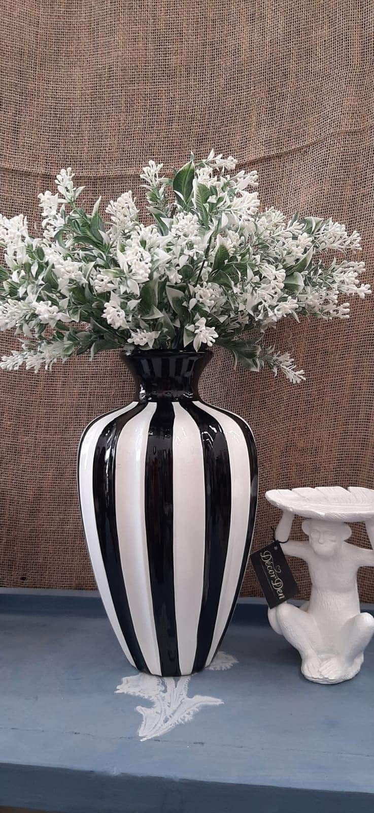 Black and white striped jar set