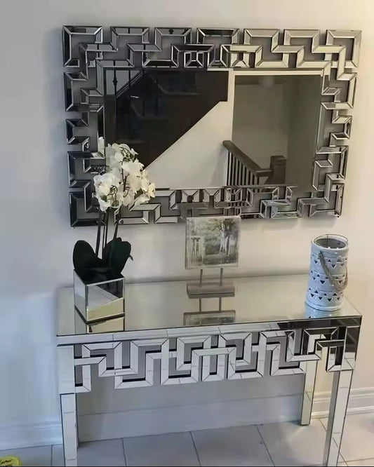 Geometric console and mirror set
