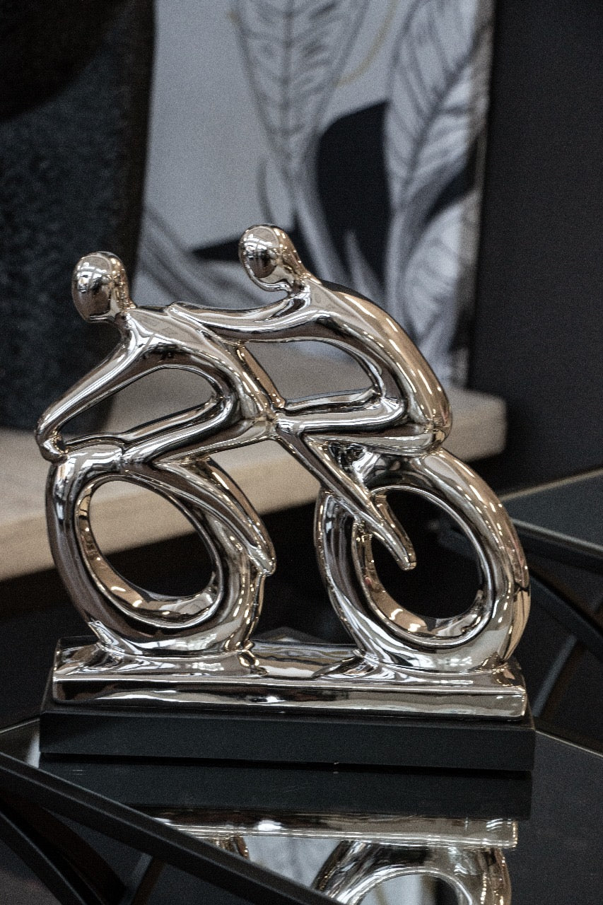 Silver cyclist ornament