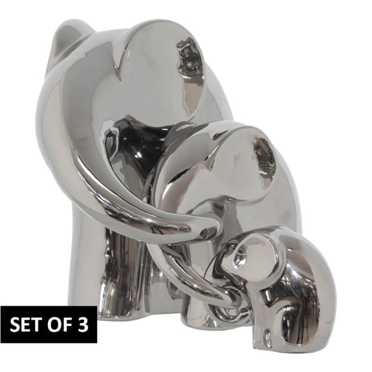 Silver cascading elephants ornament