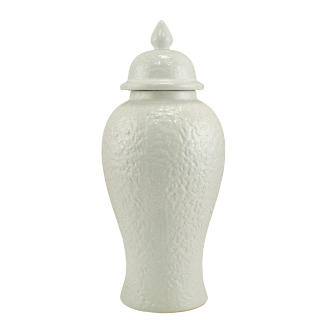 Textured white ginger jar set