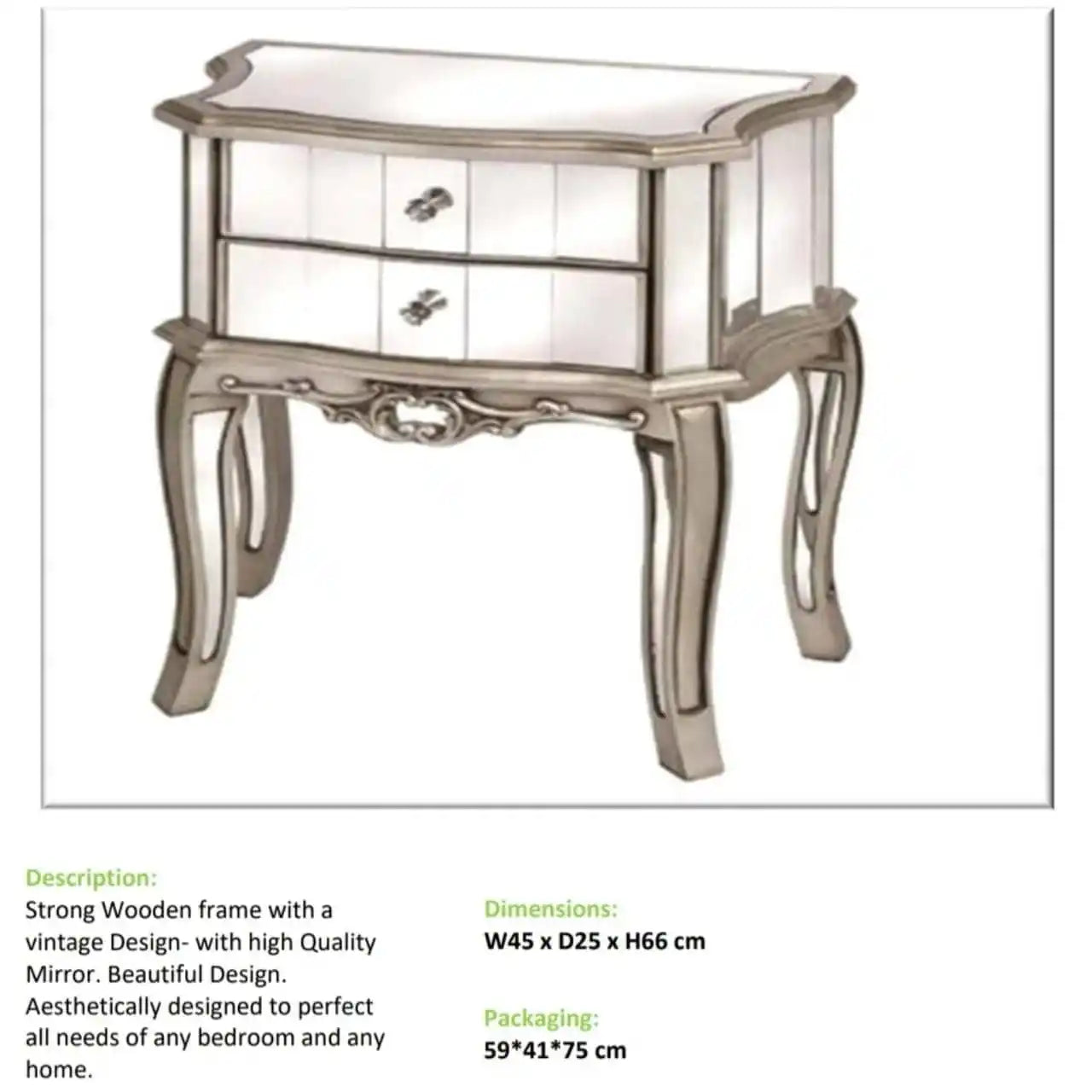 Vintage Mirror Pedestal 2 drawer- medium – Set of 2