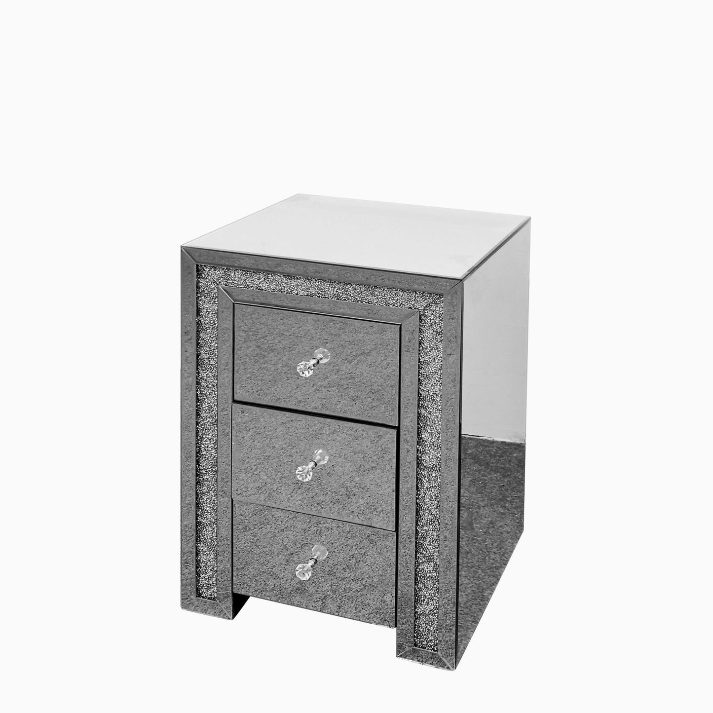 Diamond Mirror 3 Drawer Pedestal Border – Set of 2