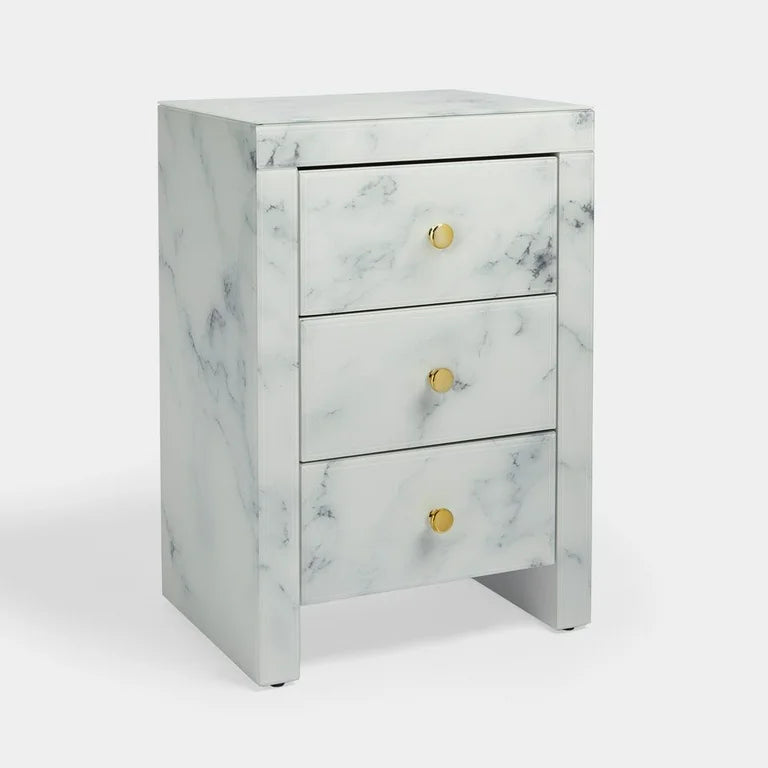 Marble effect bedside pedestal