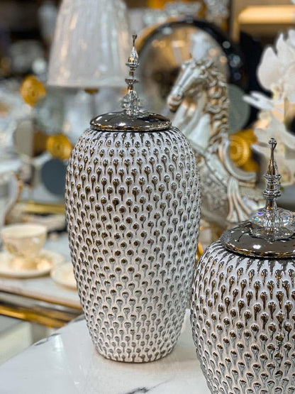 Teardrop silver jar set
