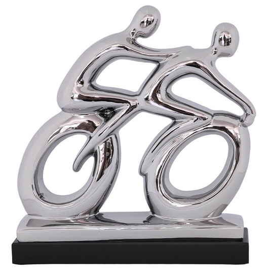 Silver cyclist ornament