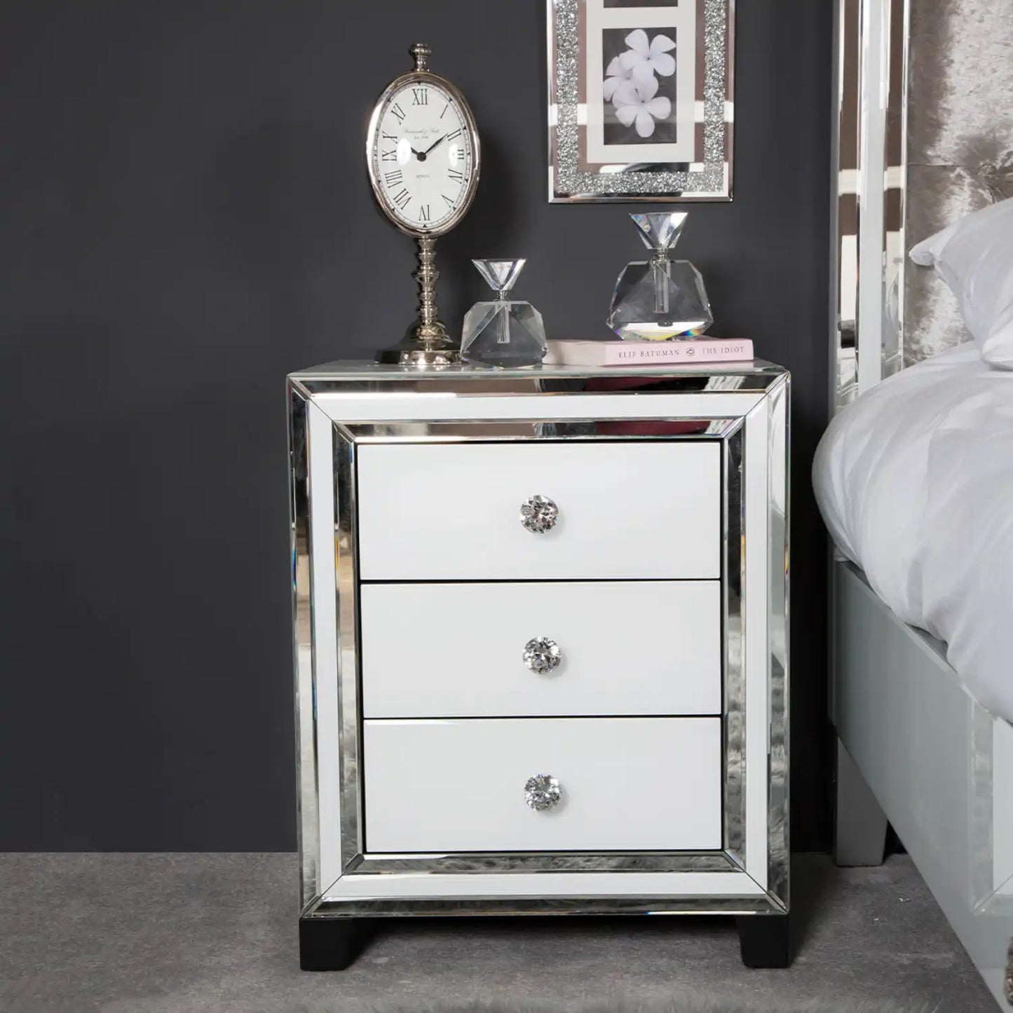 Blanq Mirror Pedestal 3 Drawer white – set of 2