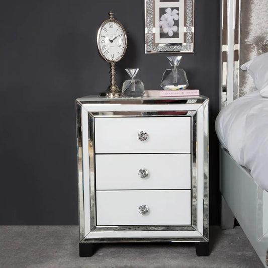 Blanq Mirror Pedestal 3 Drawer white – set of 2