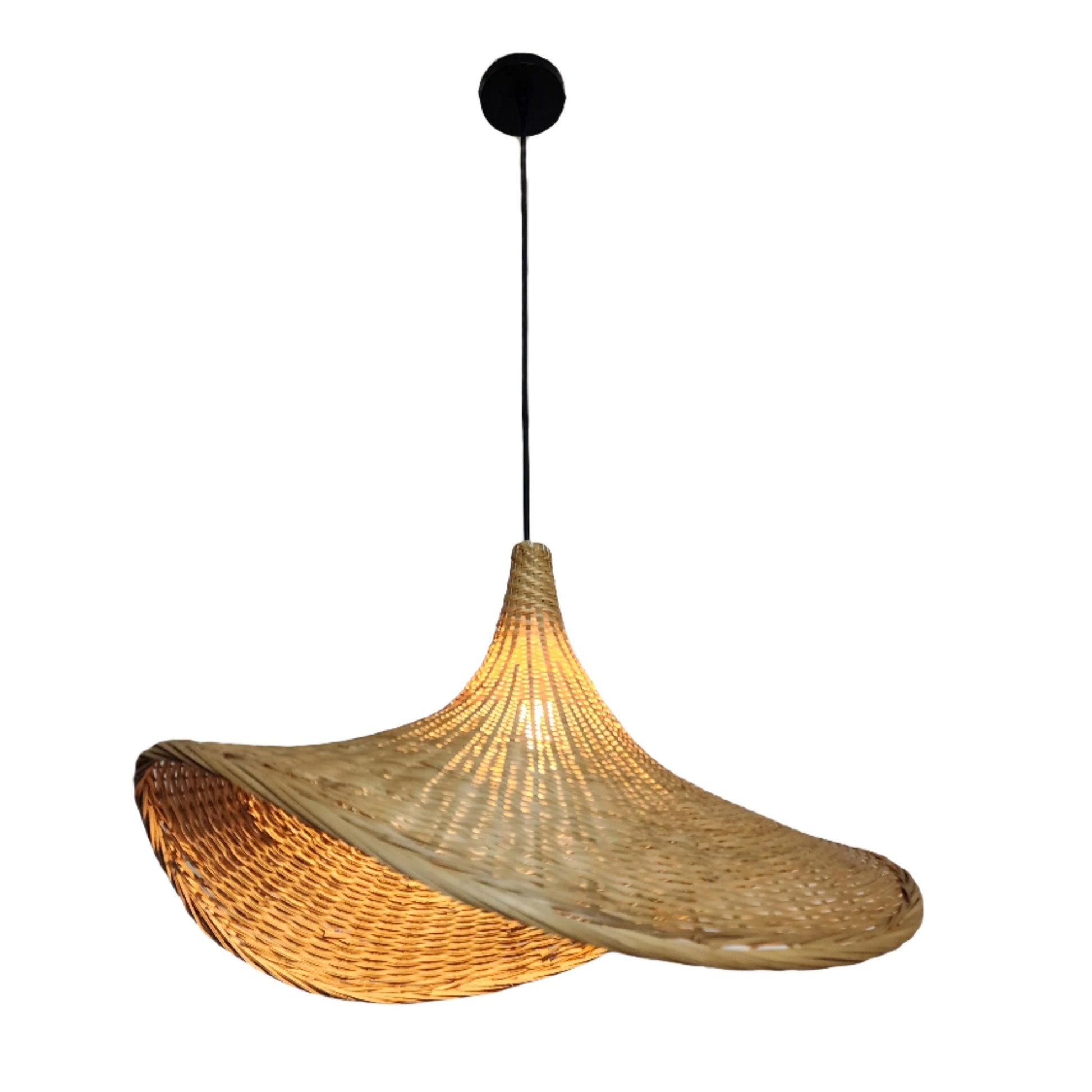 Nature Style Bamboo Weaved Hat Pendant Light