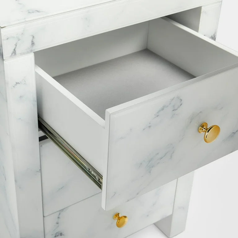 Marble effect bedside pedestal