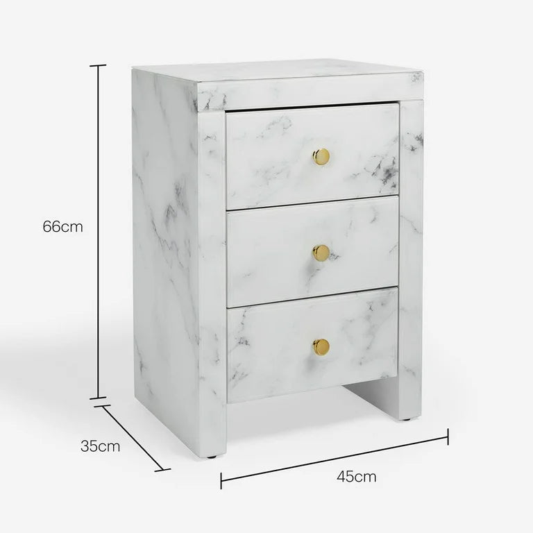 Marble effect bedside pedestal