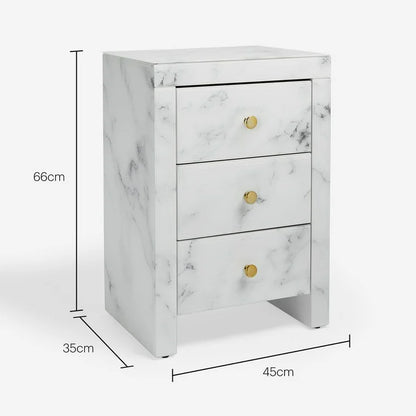 Marble effect bedside pedestal