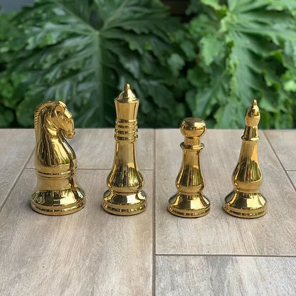 Chess ornament gold set