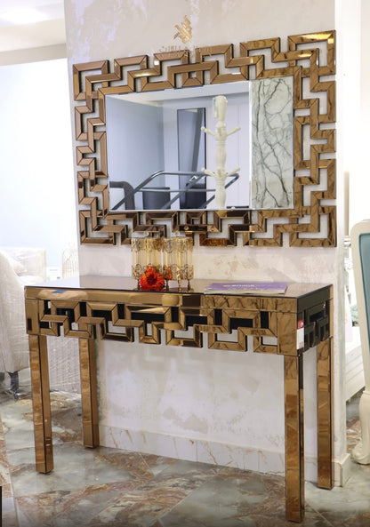 Geometric console and mirror set