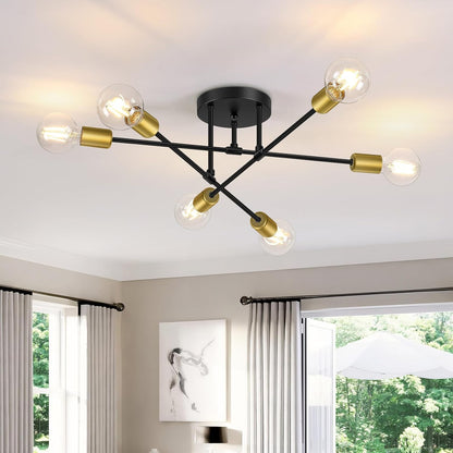 6 Bulb Light Satin Brass Ceiling Light