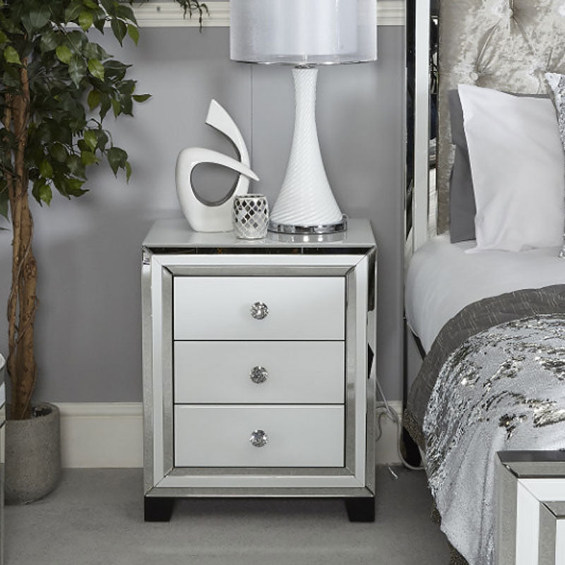 Blanq Mirror Pedestal 3 Drawer white – set of 2