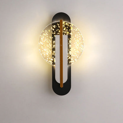 Contemporary Luxury Gold Foil Texture Acrylic Round LED Wall Sconce Lamp For Living Room