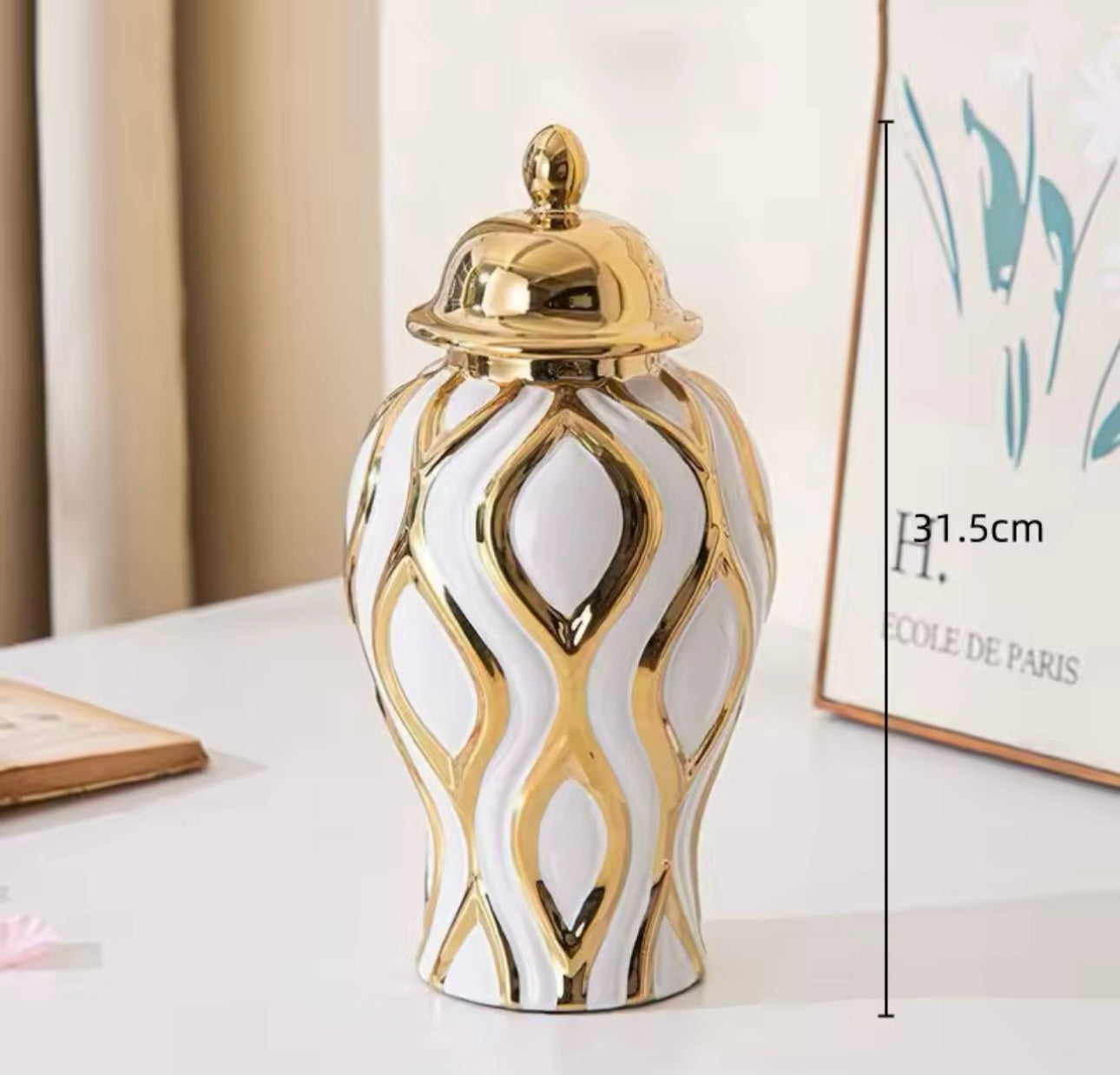Gold stripe 2 ginger jar set