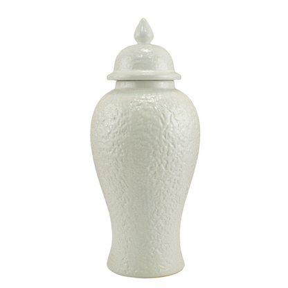 Textured white ginger jar set