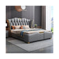 Button tufted leather bed