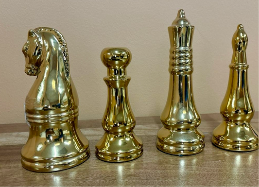 Chess ornament gold set