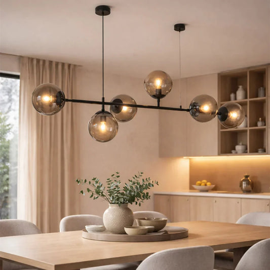 elevenpast pendant light Velluto Glass Linear Pendant Light Cluster - Smoke CH506/6 MATT BK 6007226092363